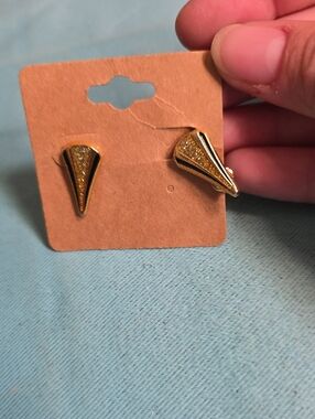 Gold Teardrop Fan Clip On Earrings